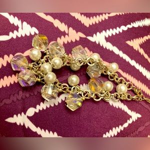 New! Aurora borealis crystal and pearl bracelet